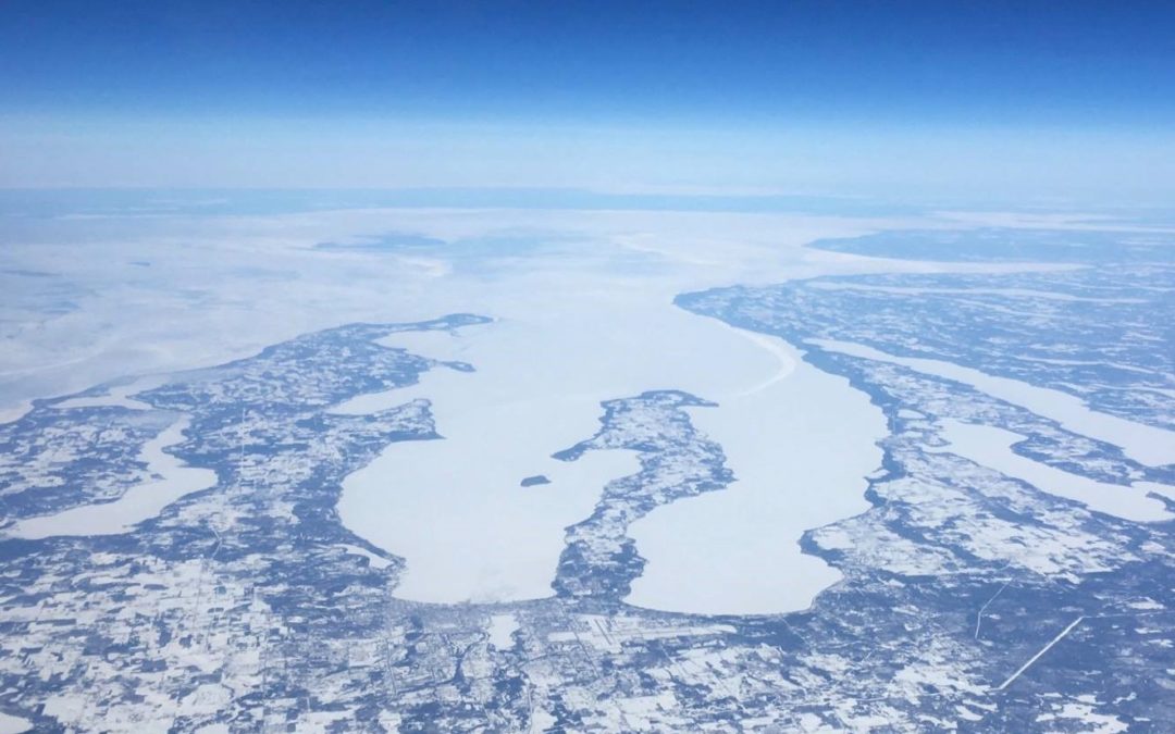 old mission peninsula aerial winter
